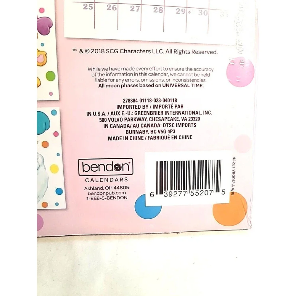 2019 Popples Wall Calendar Ephemera 80's Art ( Open)